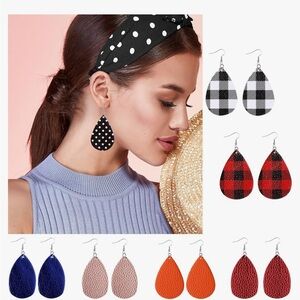 1 pair Faux leather teardrop dangle earrings NWT ( buy now)